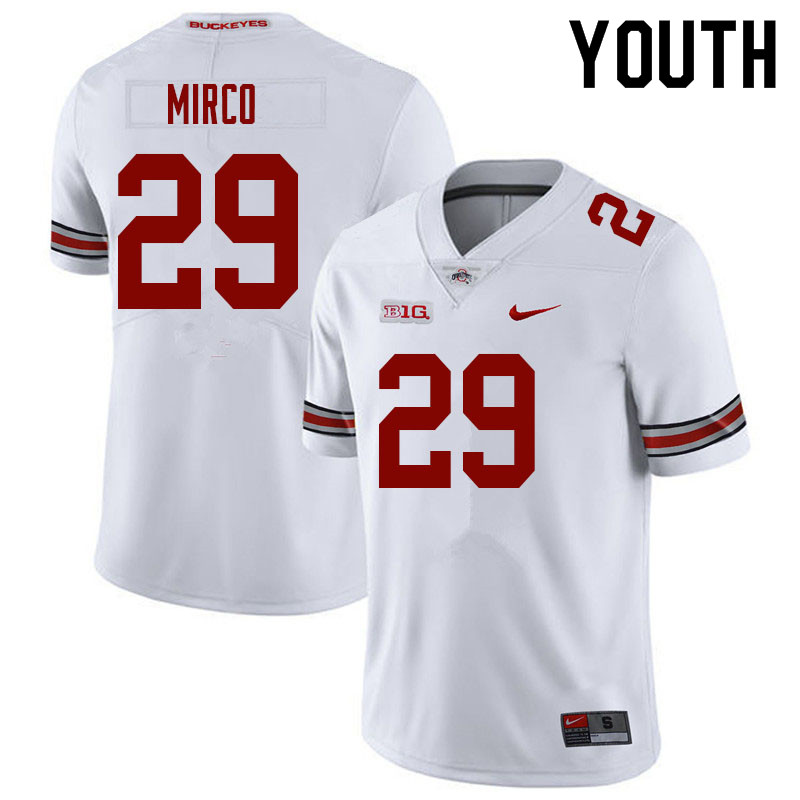 Youth Ohio State Buckeyes #29 Jesse Mirco White Authentic College Stitched Football Jersey 23ST045WL